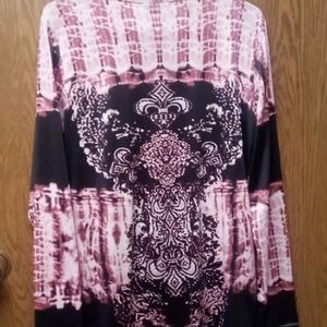 Chic Women's Long Sleeve Top in Pink and Black